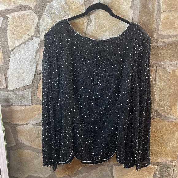 Beaded Drama Black Beaded Long Sleeve Top - Picture 5 of 8